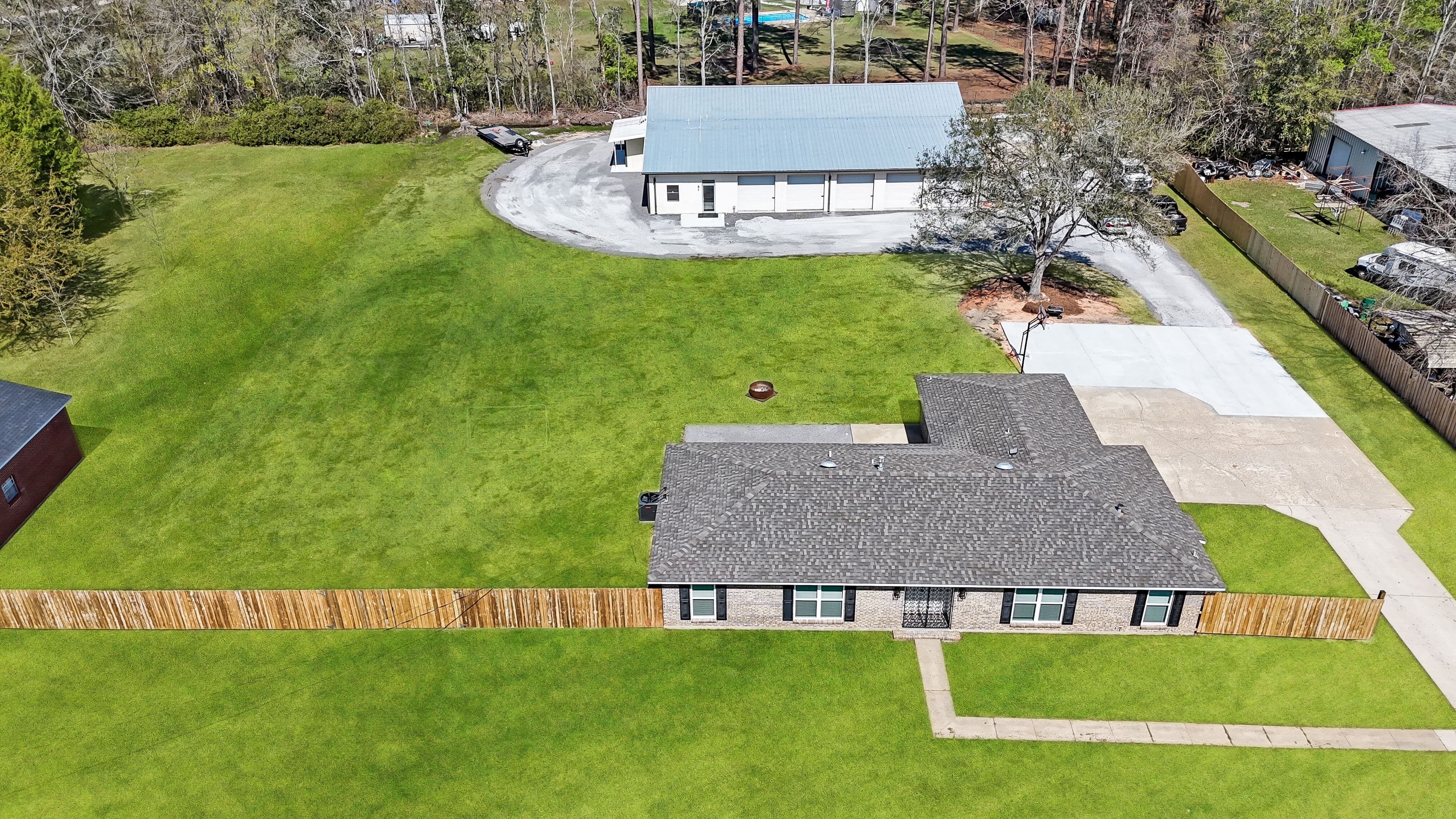Aerial view of The Landing property and grounds